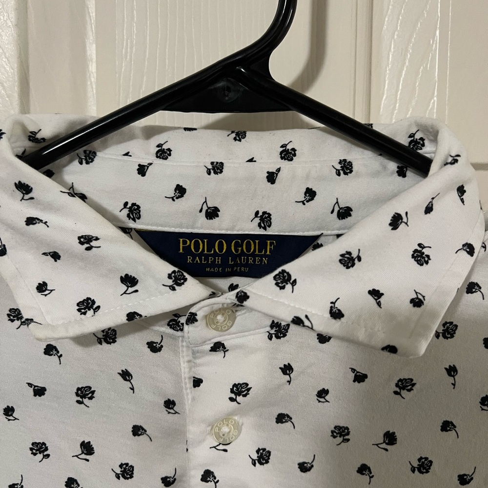 Men’s large Ralph Lauren Polo Shirt White with Flowers